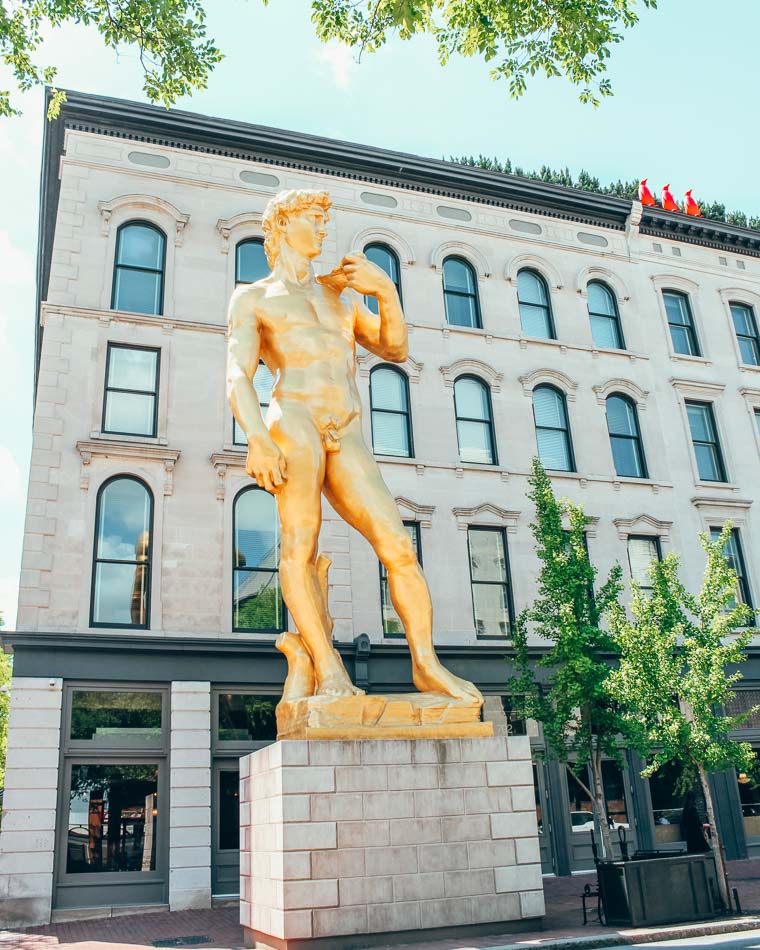 Statue of David at 21C in downtown Louisville Kentucky
